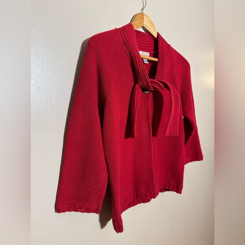 Sale! Red Vintage Talbots Tie-Neck Sweater Y2K Size S VGUC - Picture 3 of 6